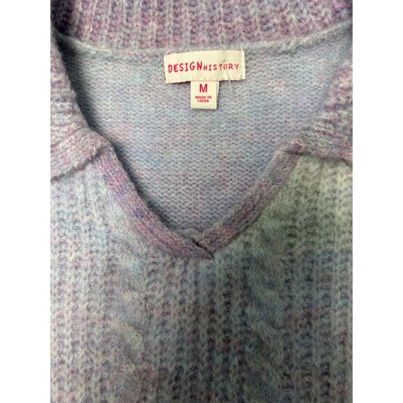 NWT Design History Ombre Cable Knit Long Sleeve V-neck Collar Sweater-Girls M - Picture 4 of 14